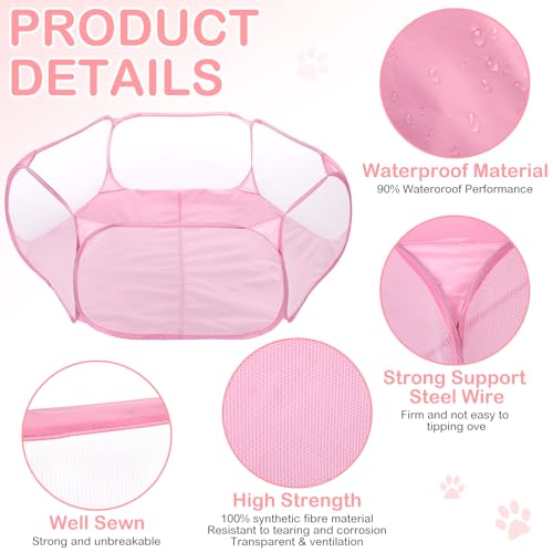 VitalCozy Guinea Pig Playpen with Mat Small Animal, Pink, Star - color: Pink