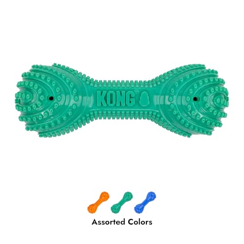KONG CoreStrength Dog Toy – Dumbbell –Durable Tough Chew Toy for Medium & Large Dogs – Textured Dental Chew for Teeth & Gums – Fetch & Interactive Play - color: Dumbbell