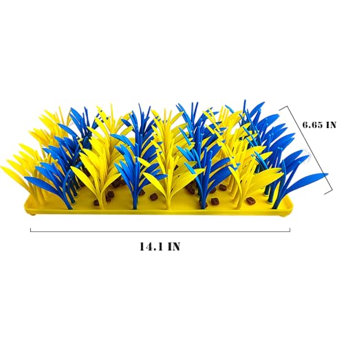 Silicone Grass Mat for Cats & Dogs, Snuffle Mat for Dogs Cats, Slow Feeder Dog Bowl, Interactive Sniff Foraging Mats for Dog Cat Pet, Nosework Training Foraging Pad- Blue & Yellow2