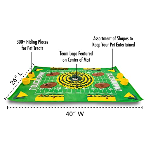 NFL Green Bay Packers Dog Snuffle Mat – Interactive Pet Slow Feeder, Football Field Design Food Puzzle Toy for Dogs & Cats, Foraging Activity Mat for Smarter Feeding - color: GREEN BAY PACKERS