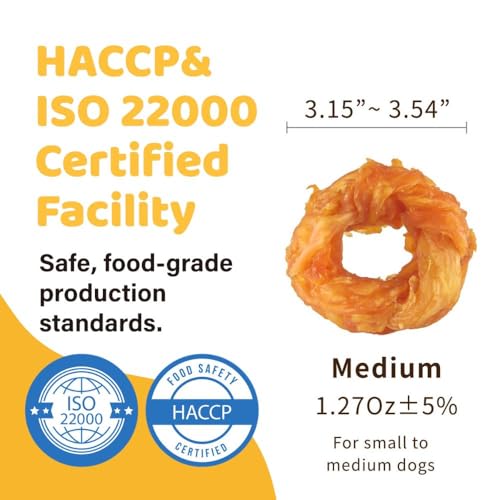 iPaw Turkey Tendon for Dogs, All Natural Human Grade Puppy Chew, Ring - size: 2 pcs