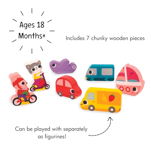 Janod - Chunky pegged Puzzle - Vehicles - 7 Pieces - style: Vehicles