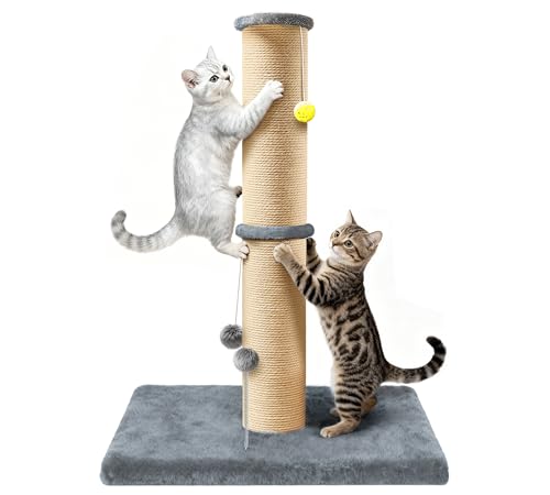 5-Inch Thick Sisal Cat Scratching Post, 36" Tall Tower, Gray - color: Gray Upgrade