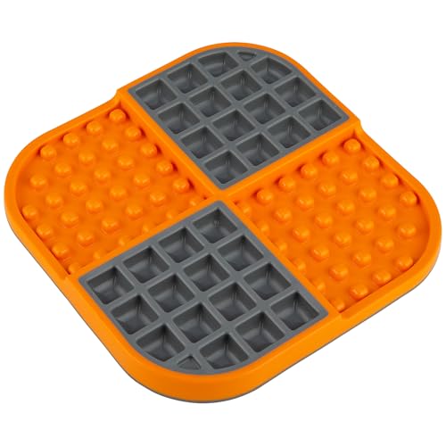 LickiMat Slomo, Cat Slow Feeder Lick Mat, Boredom Anxiety Reducer; Perfect for Food, Treats, Yogurt, or Peanut Butter. Fun Alternative to a Slow Feed Cat Bowl or Dish, Orange - color: Orange