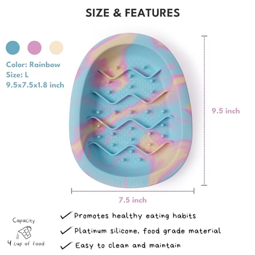 CHEWFFON Dog & Cat Lick Mat Bowls with Suction Cups, Rainbow - color: Rainbow, size: Large