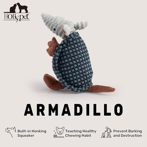 Hollypet Armadillo Squeaky Puppy Dog Toys for Small Medium Dogs, 8" - color: Dark Gray and Light Gray, size: 8 IN