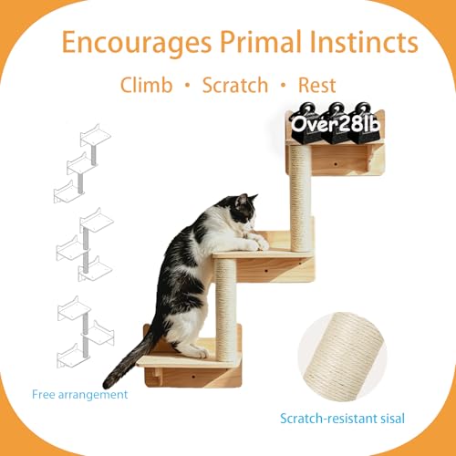 Cat Wall Shelves, 9-Piece Cat Wall Furniture for Large Cats - size: 9 pcs