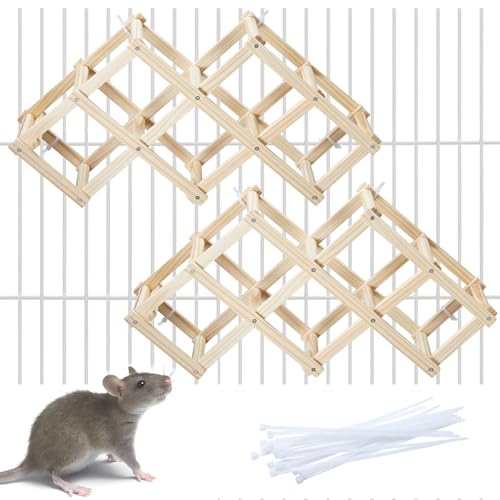 Kiln-Dried Wood Rat Climb Toy, Hanging Cage Ladder Activity (M, 2pcs) - style: M, 2pcs