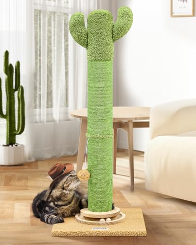 Globlazer Extra Thick Cactus Scratching Posts for Indoor Large Cats, SC37 - color: Green