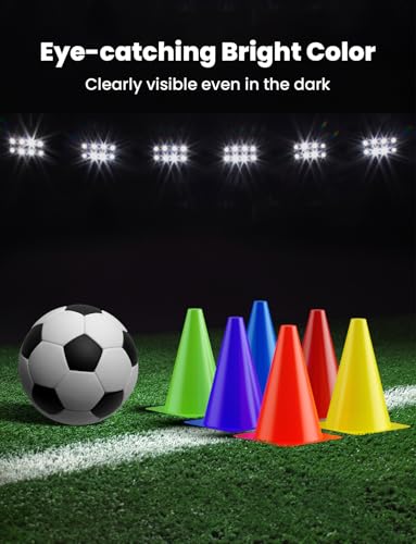 GHB Soccer Cones 7" 9" of 12 24 Pack Disc Soccer Sport Cones - color: 7" 24Pcs multicolor