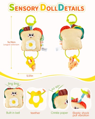 Jollybaby Pull Down Car Seat Stroller Hanging Toy for 0-12 Month Baby Toast - style: Toast