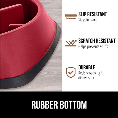 GORILLA GRIP® Patented Slow Feeder Dog and Cat Bowl, BPA Free, 1 Cup Red - color: Red, size: 1 Cup