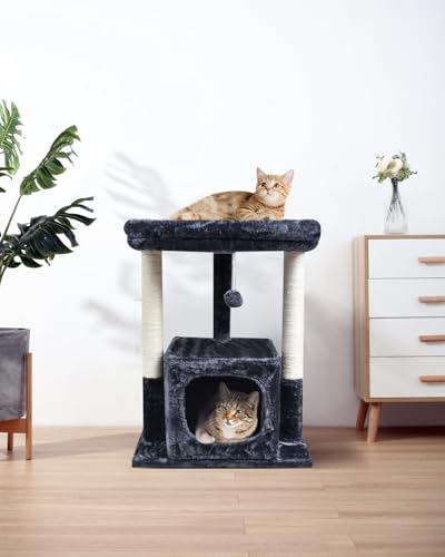 SYANDLVY 27IN Cat Tree for Indoor Cats Large Adult, Modern Activity Tower - color: Smoky