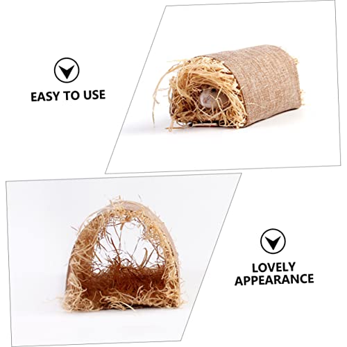 INOOMP Hamster Nest PET Sleeping Tunnel Grass Linen Nest for Small Pets - size: S