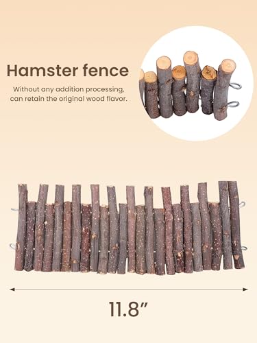 2 Pcs 11.8in Wooden Hamster Fence - size: 11.8in (Natural)