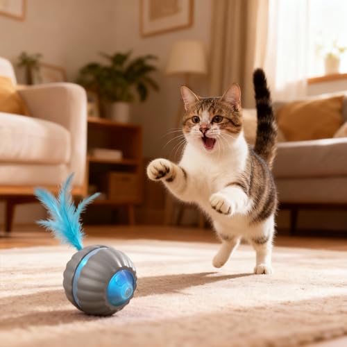 Interactive Cat Toys for Indoor Cats,Automatic Moving Kitten Toys - color: Grey