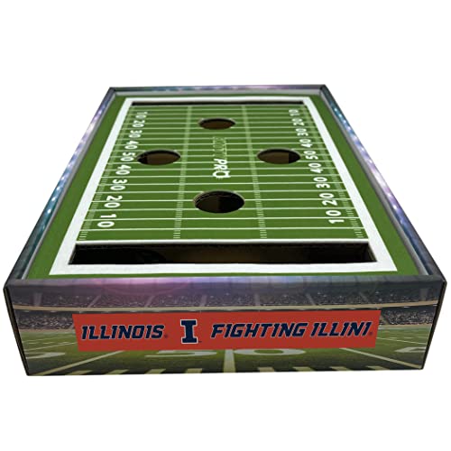 Pets First NCAA Illinois Fighting Illini Cat Scratcher Box, Game Day Cat Toy, NCAA Football Field Designed Cat Scratcher and Lounge, Stimulating Cat Game - color: Illinois Fighting Illini