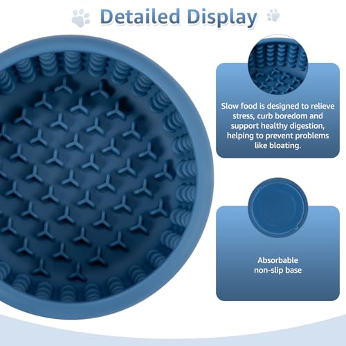 Dog Slow Feeder Lick Bowl, Freeze Lick Mat with Suction Cup - color: Dark Blue, size: Small