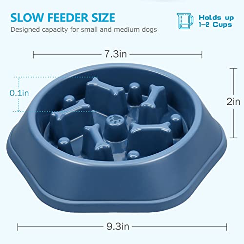 UPSKY Slow Feeder Dog Bowl Anti-Chocking Slower Feeding Pet Puzzle Bowls - color: M-Blue+Pink