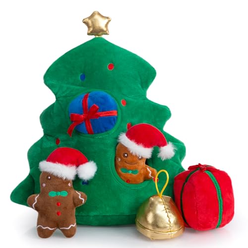 Hollypet Christmas Squeaky Hide and Seek Dog Toys for Small and Medium - style: Christmas Tree