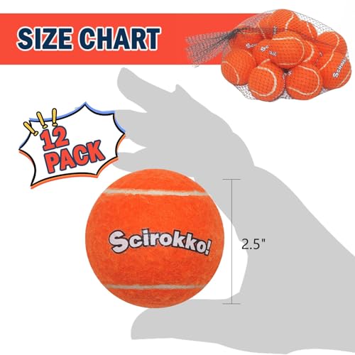 Tennis Balls for Dogs - Squeaky Bouncy Ball Toys 2.5 inches 12 Pack for Indoor Playing and Outdoor Interactive Fetch Training
