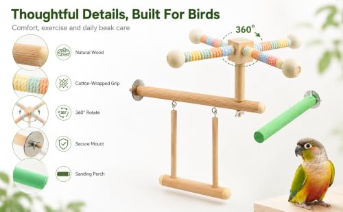Bird Swing Toy & Bird Spinning Perch for Cage, Parakeet Toys, 360° Spin