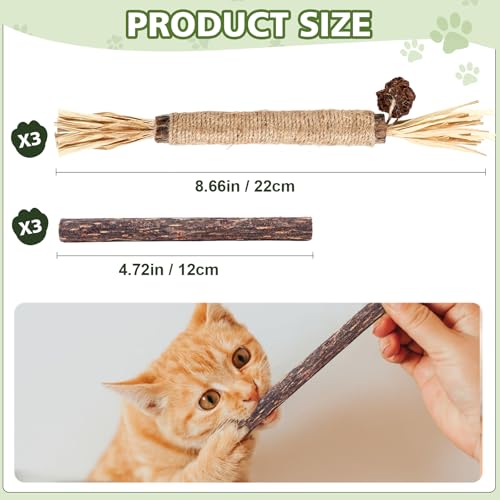 WOUSEDO 6 Pack Silvervine Sticks for Cat, Natural Catnip Toys - size: 6 Pack
