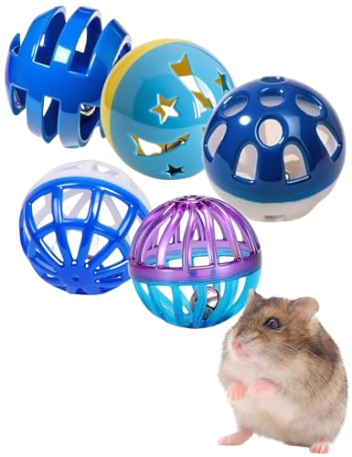 ZHUANGZI 5-Pack Bell Ball Hamster Toys for Dwarf Hamsters and Gerbils - size: 1.5''