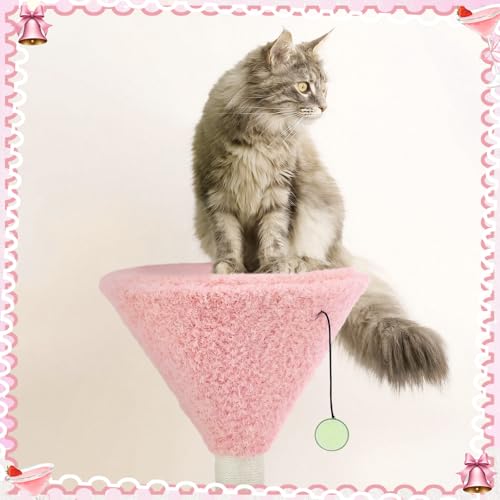 Sosation Pink Martini Cat Scratching Post 19.7" H with Dangling Ball - color: Pink