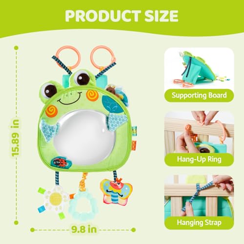 Jollybaby Car Seat Rear Facing Mirror Hanging Toy for Baby Road Trip - Frog