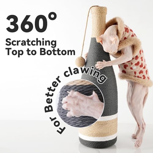 Natural Hemp Cat Scratcher & Post with Bonus 20x15 Pet Bed - size: Champagne Bottle
