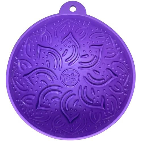 SodaPup Garden Tipsy Bowl eMat – Durable Lick Mat Enrichment Feeder Made in USA from Non-Toxic, Pet-Safe, Food Safe Rubber for Mental Stimulation, Avoiding Overfeeding, Calming, & More - color: Purple Garden Tipsy Bowl