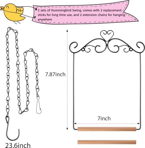 Hotop 2 Pcs Hummingbird Swings and Perches Wooden Dowel Chain, Black