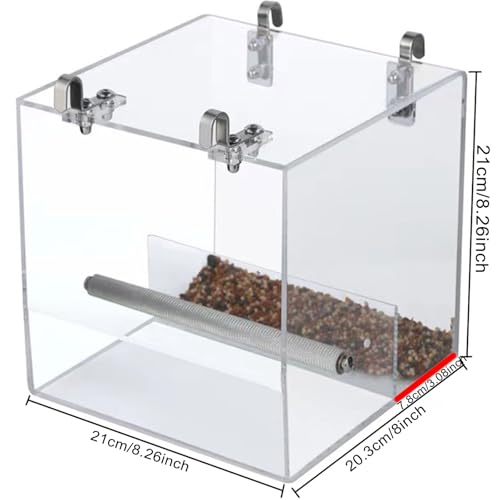 Automatic Acrylic Bird Feeder for Cage, No Mess Bird Feeder for Cage - size: XL