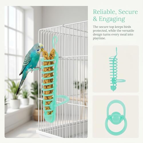 Kisangel Plastic Parakeet Millet Spray Holder, Hanging Feeder for Parakeets