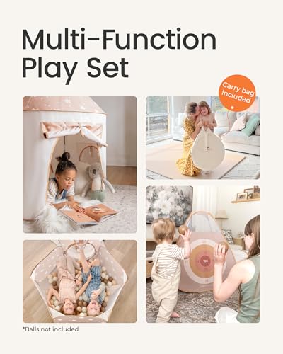 Tiny Land 5-Piece Play Tunnel & Ball Pit, Pop-Up Indoor Tent for Toddlers - color: 5 in 1 Khaki