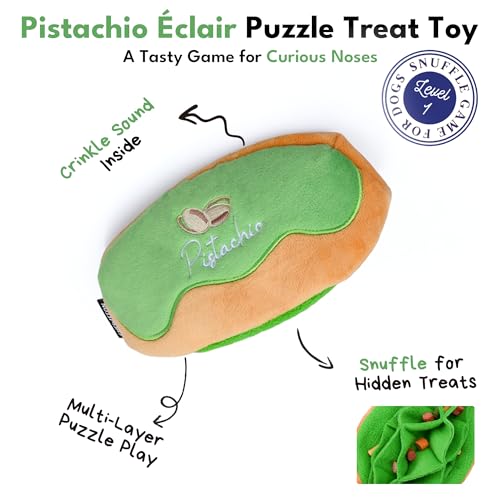 CHEWFFON Snuffle Dog Toy, Multi-Layer Interactive Treat Puzzle for Dogs - style: Pistachio Éclair