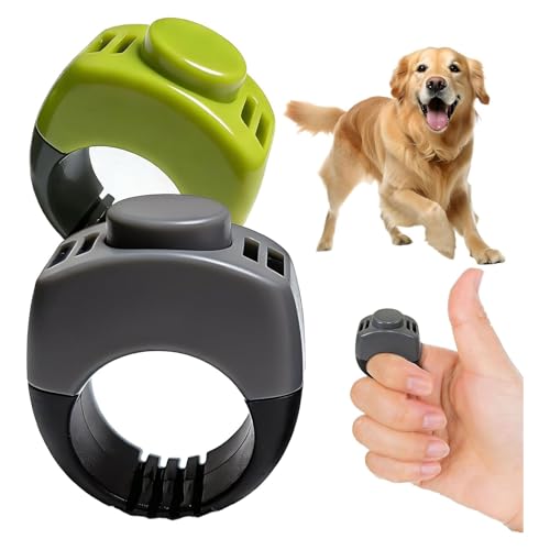 The Set of Easy Clicking Finger Ring Clicker Included Large and Small 2 Sizes,Dog clicker Trainer Suitable for Dogs Cats Horses traing Allowing Effective Versatile Training (2pcs Grey+Green) - color: 2pcs Grey+Green