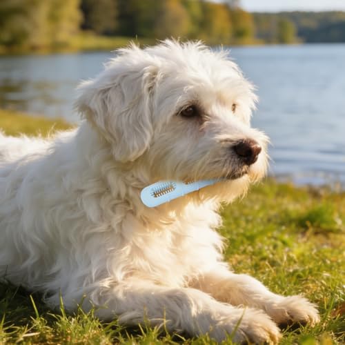 Sausage-Shaped Dog Chew Toy with Teeth Cleaning Bristles (Blue) - color: Blue