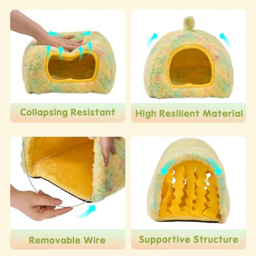 Avont 2-Pack Guinea Pig Tunnel & Hideout Bed Set - color: Yellow