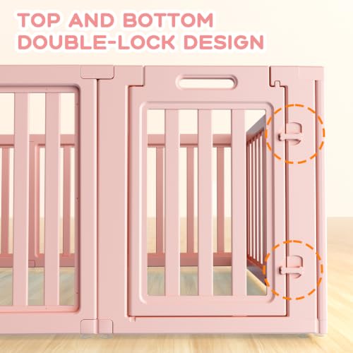Dog Playpen Indoor,Puppy Playpen,Pink 23.6" H,8 Panels - color: pink, size: 23.6 inch Height