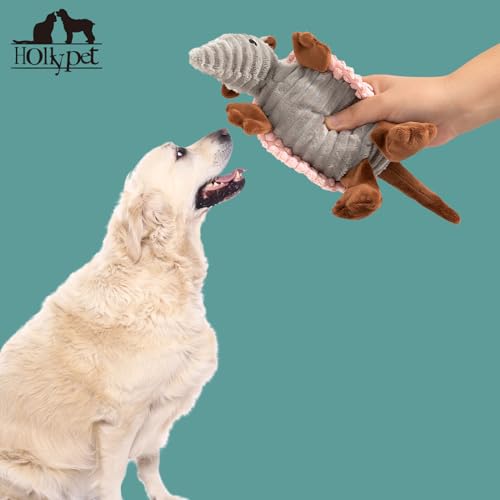 Hollypet Armadillo Squeaky Puppy Dog Toys for Small Medium Dogs, 8" - color: Light Pink, size: 8 IN