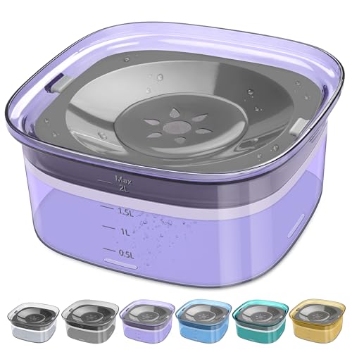 UPSKY 70oz Dog Water Bowl, No Spill Slow Drinking Feeder for Messy Drinker - color: Purple, size: 2 L