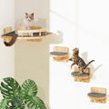 Cat Wall Shelves with 3 Steps, Wooden Cat Wall Furniture up to 15lbs, Floating Stairs for Small/Medium Cats, Kitty Wide Climber Shelf with Cozy Perch for Indoor, Sleeping, Jumping, Playing - size: Corner