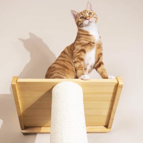SHENGOCASE Modern 78.7“ Tall Leaning Cat Tree Tower Scratching Post Pillar with Bed Perch, Wall Mounted Cat Shelves for Window (Sisal Cover) - color: White A