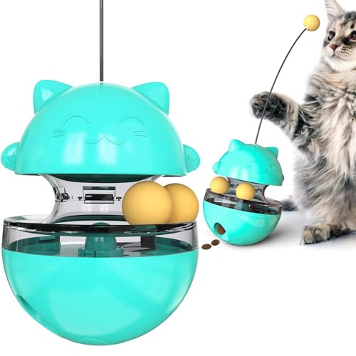 Interactive Cat Toy for Indoor Cats Wobble Treat Dispenser Ball (Blue) - color: Blue