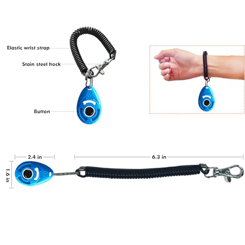ith Adjustable Wrist Strap - Positive Reinforcement Clicker for Dogs, Cats, Puppies(Blue)
