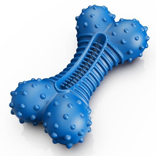 Dog Toys for Aggressive Chewers, Indestructible Chew Toys for Medium Large Dogs,Durable Rubber Dog Bones with Beef Flavor, Tough Dental Toy for Boredom Relief - color: blue-1