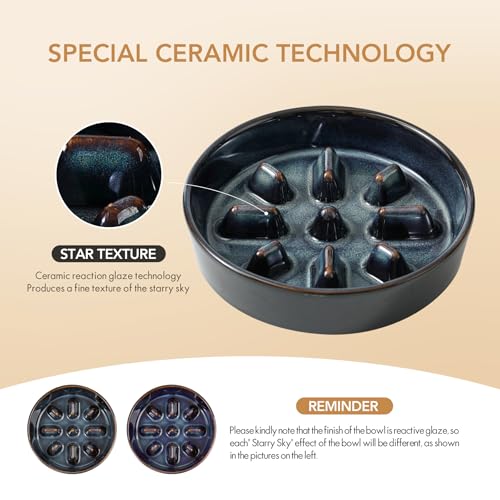Havniva Raised Slow Feeder Dog Bowls, Elevated Dog Bowls Slow Feeder Set - color: 2 x Starry Sky + Stand - C, size: M- 7.3inch / 1.2 Cups