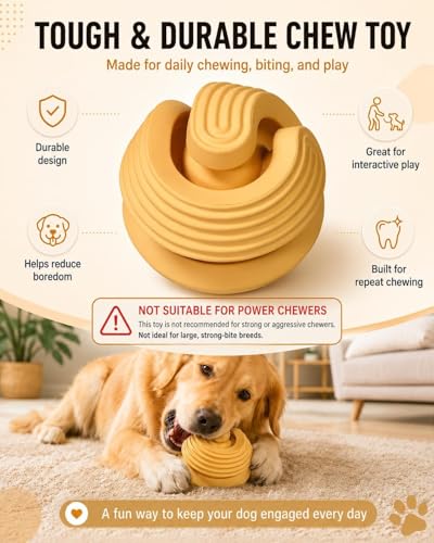 Dog Toy Ball for Aggressive Chewers, Natural Rubber Durable Treat Dispensing Dog Toy with Peanut Butter Grooves, Interactive Dog Puzzle Toy for Boredom, Chew Toy for Dogs - color: Orange